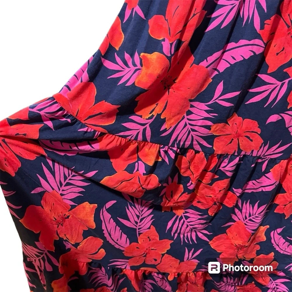 LANDS’ END ~ Hawaiian Beachy Floral Sleeveless Tiered Maxi Dress Modal - Picture 3 of 11